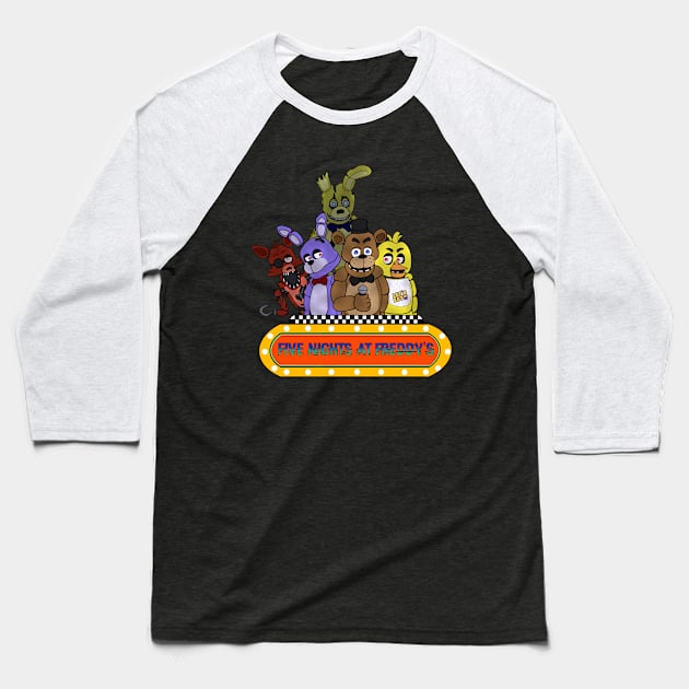 Five Nights at Freddy's Baseball T-Shirt by MortuusArts